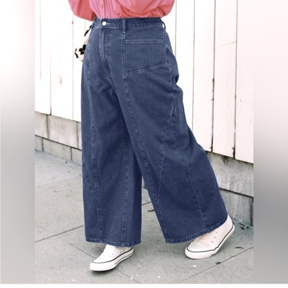 Cider High Waisted Loose Fit Wide Leg Trouser Jeans Pants, Black, Size XL, NWT - Picture 2 of 11